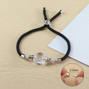 6MM Clear Crystal Vial Screw Cap Cotton Bracelet Rice Cord Gift