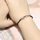 6MM Clear Crystal Vial Screw Cap Cotton Bracelet Rice Cord Gift