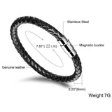 Men's Leather Bracelet with Magnetic Clasp, Vintage Style