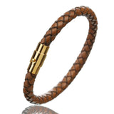 Men's Leather Bracelet with Magnetic Clasp, Vintage Style