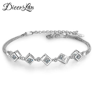 Sweet Cube Box Bracelets for Women Jewelry Metal Chain Bangles