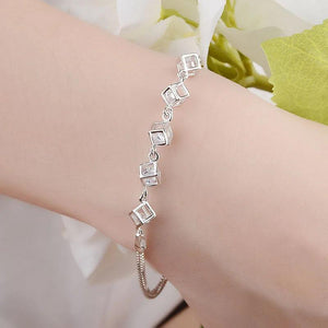 Sweet Cube Box Bracelets for Women Jewelry Metal Chain Bangles