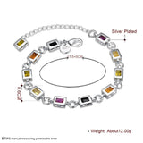 Geometric Silver Stone Bracelet with Lobster Clasp for Women