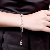 Geometric Silver Stone Bracelet with Lobster Clasp for Women