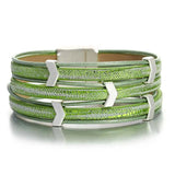 Boho Fish Scale Leather Bracelet for Women Charm Multilayer Metal Arrow Wrap