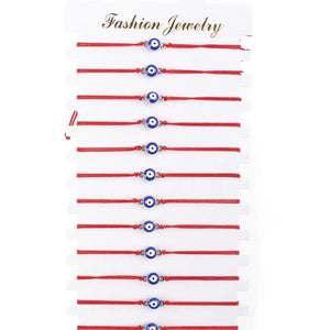 12Pcs Eyes Charms Bracelet Set Red Rope Adjustable Wrist Women Girls Jewelry