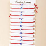 12Pcs Eyes Charms Bracelet Set Red Rope Adjustable Wrist Women Girls Jewelry