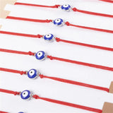 12Pcs Eyes Charms Bracelet Set Red Rope Adjustable Wrist Women Girls Jewelry