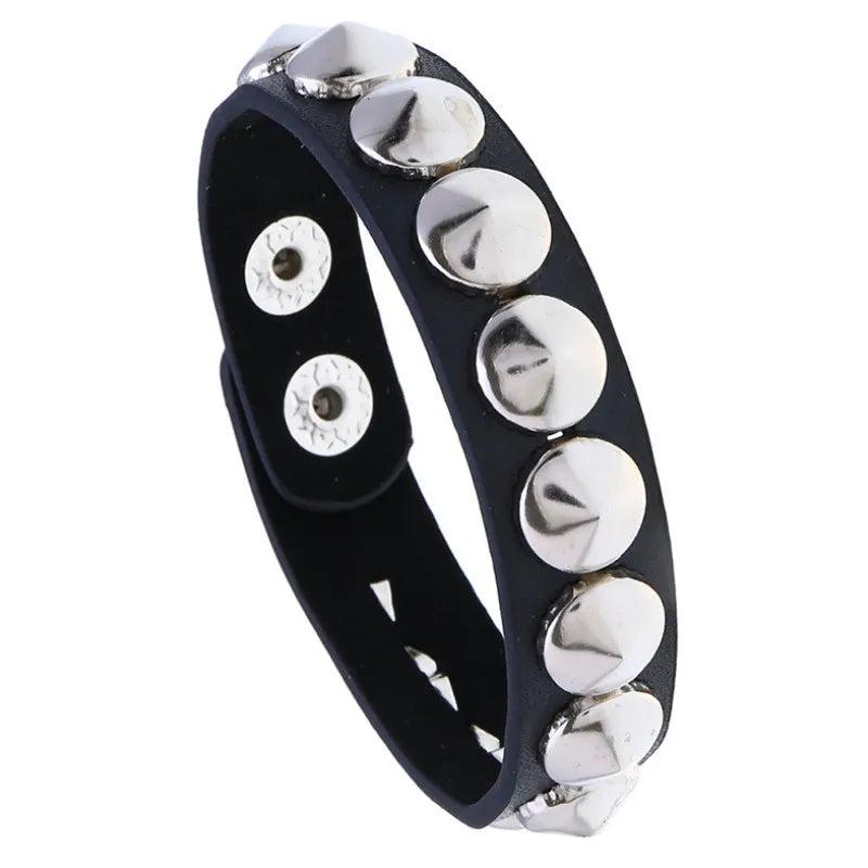 Punk Gothic Rock Bracelet Cuff Metal Spikes Rivet Stud Charm Leather Bangle