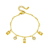 316L Stainless Steel Crystal Charm Bracelet For Women Girls