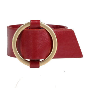 Kirykle Charm Wide Leather Bracelet Women Multicolor Metal Circle Wrap