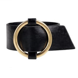 Kirykle Charm Wide Leather Bracelet Women Multicolor Metal Circle Wrap