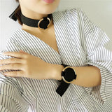 Kirykle Charm Wide Leather Bracelet Women Multicolor Metal Circle Wrap