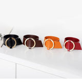 Kirykle Charm Wide Leather Bracelet Women Multicolor Metal Circle Wrap