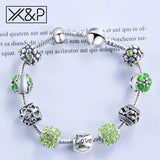 Antique Silver Crystal Charm Bracelet Wedding Zircon Snake Chain Jewelry