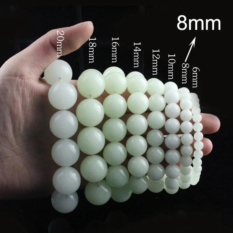 Buddhist Runes Luminous Stone Beads Bracelet Glow in the Dark