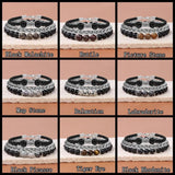Natural Stone Round Beads Bracelet Stainless Steel Chain
