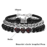 Natural Stone Round Beads Bracelet Stainless Steel Chain