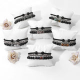 Natural Stone Round Beads Bracelet Stainless Steel Chain