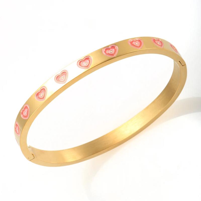 Multiful Heart Enamel Bracelet Colorful Love Bangle Women Men Love Jewelry Gift