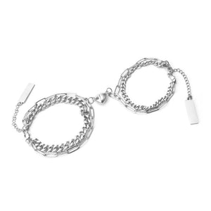 Heart Magnet Steel Couple Winding Bracelet Set Men Women Jewelry