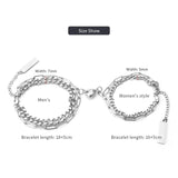 Heart Magnet Steel Couple Winding Bracelet Set Men Women Jewelry