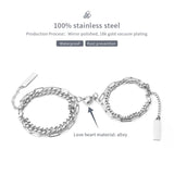 Heart Magnet Steel Couple Winding Bracelet Set Men Women Jewelry