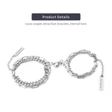 Heart Magnet Steel Couple Winding Bracelet Set Men Women Jewelry