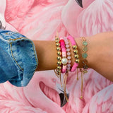 Romantic Smile Face Beaded Bracelet for Women Girl Gift