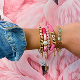 Romantic Smile Face Beaded Bracelet for Women Girl Gift