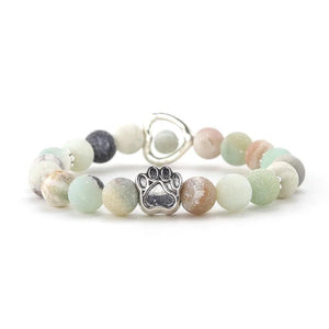 Animal Cat Dog Unicorn Heart Charm Bracelet with Amazonite Stones Beads