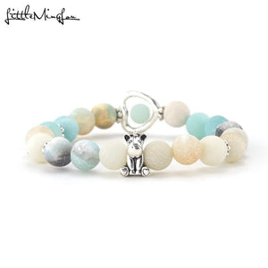 Animal Cat Dog Unicorn Heart Charm Bracelet with Amazonite Stones Beads