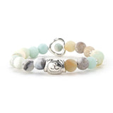 Animal Cat Dog Unicorn Heart Charm Bracelet with Amazonite Stones Beads