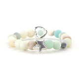 Animal Cat Dog Unicorn Heart Charm Bracelet with Amazonite Stones Beads