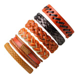 Boho Hippie Punk Charm Leather Cord Wrap Bracelets Set for Men