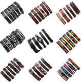 Boho Hippie Punk Charm Leather Cord Wrap Bracelets Set for Men