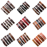 Boho Hippie Punk Charm Leather Cord Wrap Bracelets Set for Men