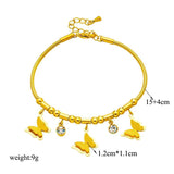 316L Stainless Steel Butterfly Zircon Charm Bracelet For Women Girl Bangles