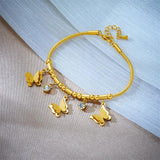 316L Stainless Steel Butterfly Zircon Charm Bracelet For Women Girl Bangles