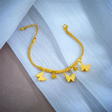 316L Stainless Steel Butterfly Zircon Charm Bracelet For Women Girl Bangles