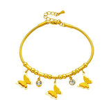 316L Stainless Steel Butterfly Zircon Charm Bracelet For Women Girl Bangles