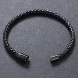 Men Leather Bracelet Stainless Steel Magnetic Clasp Bangle