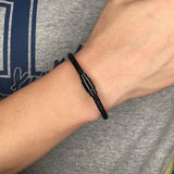 Men Leather Bracelet Stainless Steel Magnetic Clasp Bangle