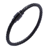 Men Leather Bracelet Stainless Steel Magnetic Clasp Bangle