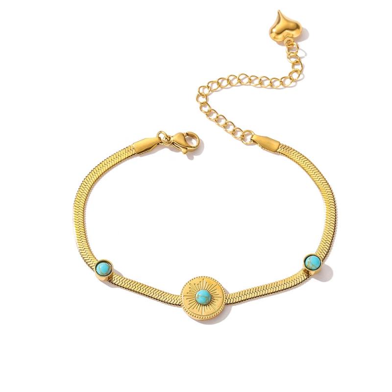 316L SS Green Zircon Charm Bracelet for Women Girls Party Wedding