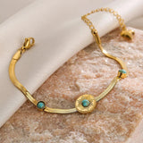 316L SS Green Zircon Charm Bracelet for Women Girls Party Wedding