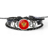 Moroccan Flag Leather Bracelet Hand-Woven
