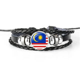 Moroccan Flag Leather Bracelet Hand-Woven