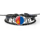 Moroccan Flag Leather Bracelet Hand-Woven