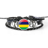 Moroccan Flag Leather Bracelet Hand-Woven